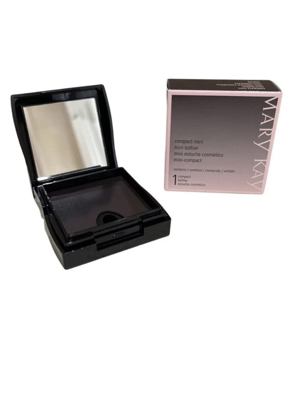 Mary Kay Black Mini Compact Case with Pink Accent Box